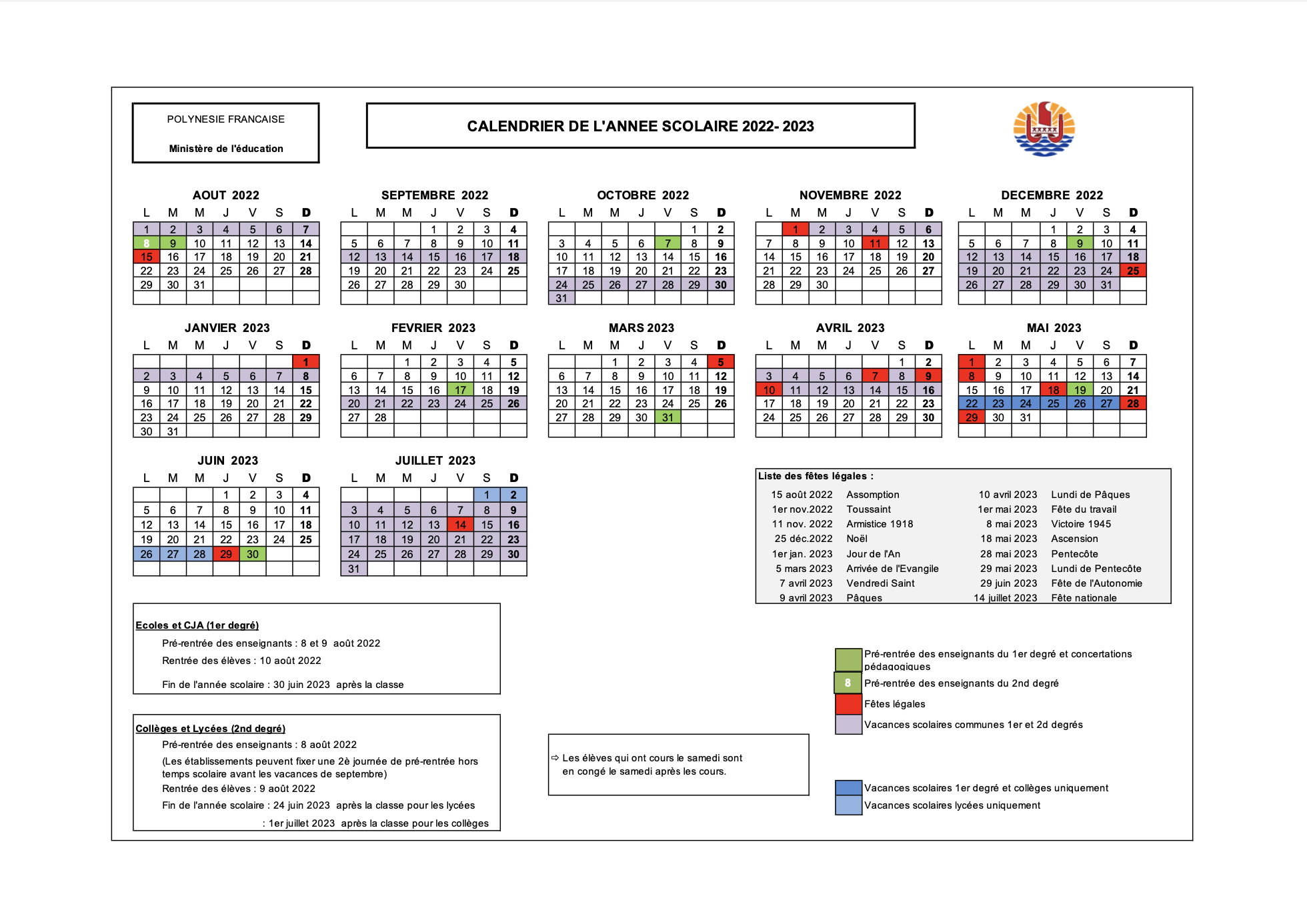 Calendrier Scolaire Anglais 2023 Infos Pratiques - Ebp Punaauia
